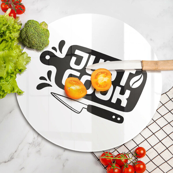 Deska kuchenna szklana Kuchenny napis Just cook