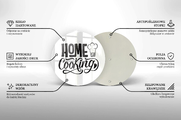 Deska kuchenna szklana Napis Home cooking