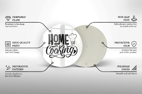 Deska kuchenna szklana Napis Home cooking