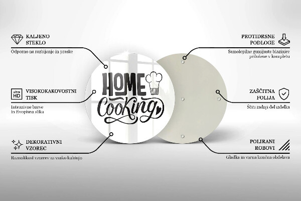 Deska kuchenna szklana Napis Home cooking