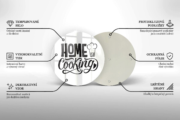 Deska kuchenna szklana Napis Home cooking