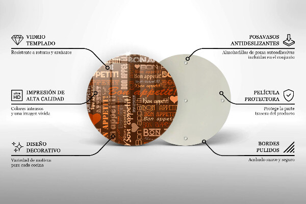 Deska kuchenna szklana Napisy Bon appetit