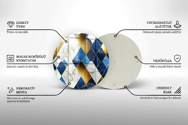 Szklana deska kuchenna Złote romby marmur