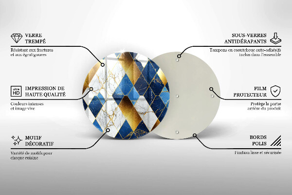 Szklana deska kuchenna Złote romby marmur