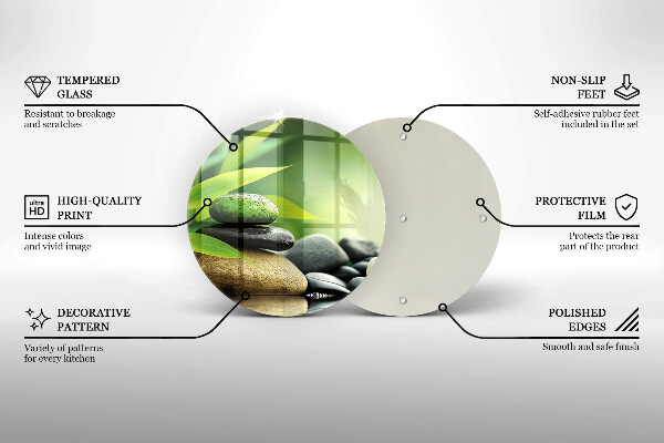 Szklana deska kuchenna Zen bambus kamienie