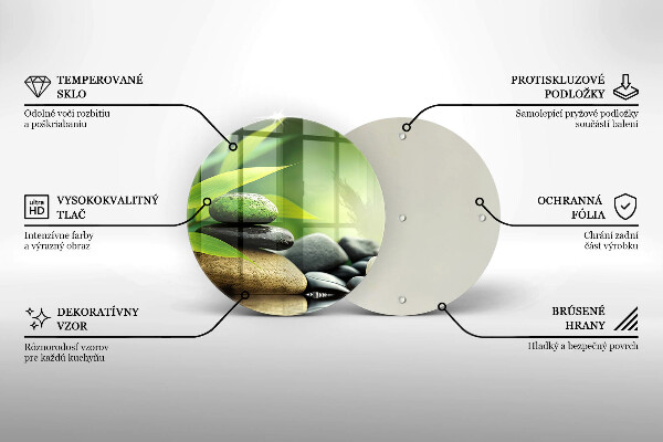 Szklana deska kuchenna Zen bambus kamienie