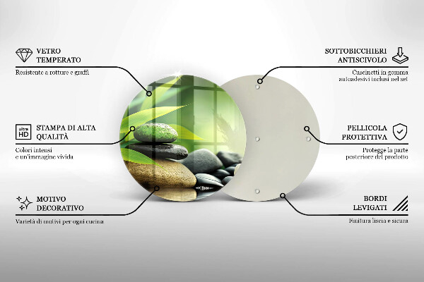 Szklana deska kuchenna Zen bambus kamienie