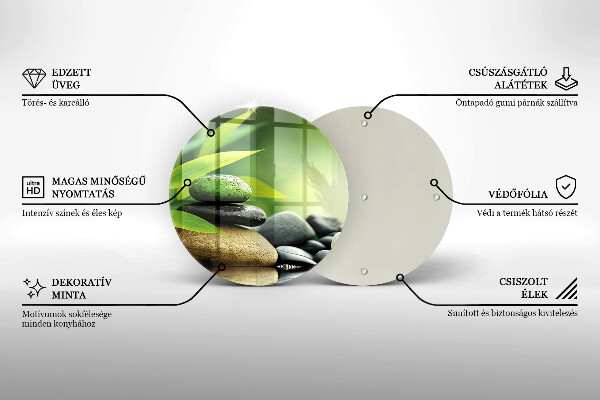 Szklana deska kuchenna Zen bambus kamienie