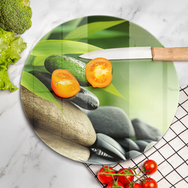 Szklana deska kuchenna Zen bambus kamienie