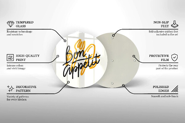 Szklana deska kuchenna Napis Bon Appetit