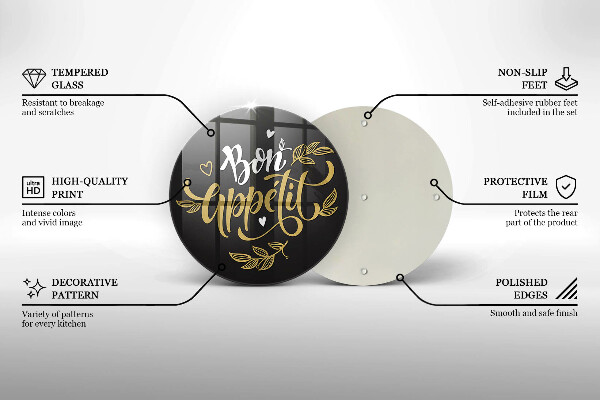 Deska kuchenna szklana Napis Bon Appetit