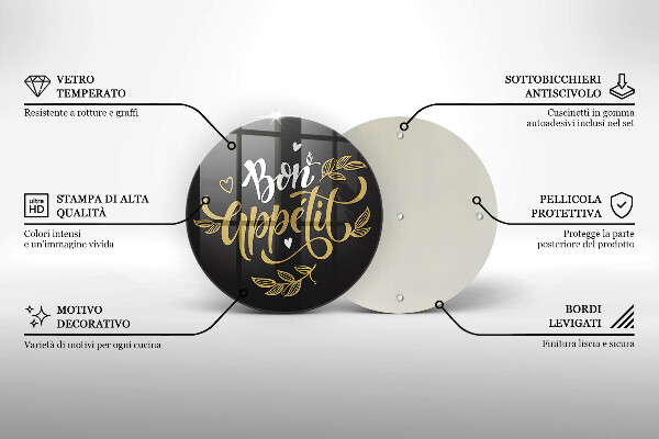 Deska kuchenna szklana Napis Bon Appetit