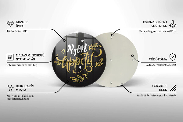 Deska kuchenna szklana Napis Bon Appetit