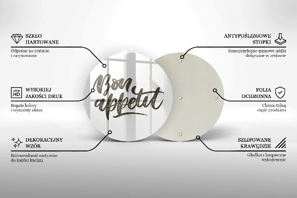 Deska kuchenna szklana Napis Bon Appetit