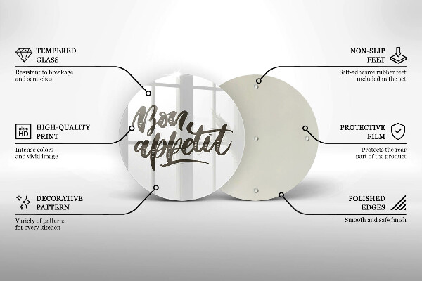 Deska kuchenna szklana Napis Bon Appetit