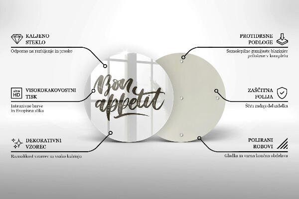 Deska kuchenna szklana Napis Bon Appetit
