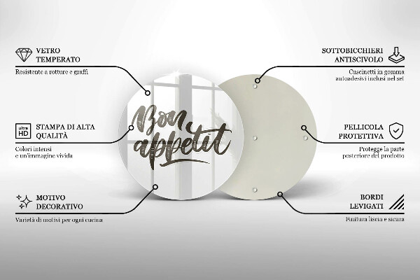 Deska kuchenna szklana Napis Bon Appetit