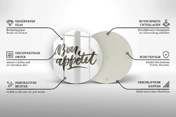 Deska kuchenna szklana Napis Bon Appetit