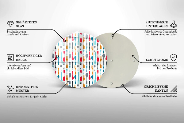 Deska kuchenna szklana Ilustracja łyżki