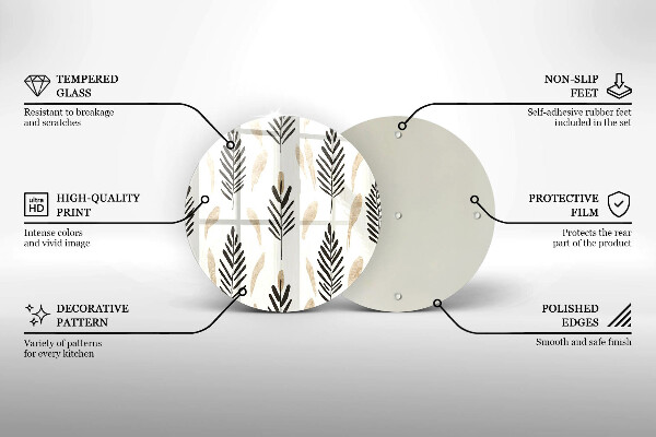 Deska kuchenna szklana Boho rośliny