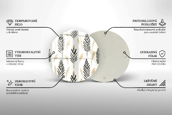 Deska kuchenna szklana Boho rośliny