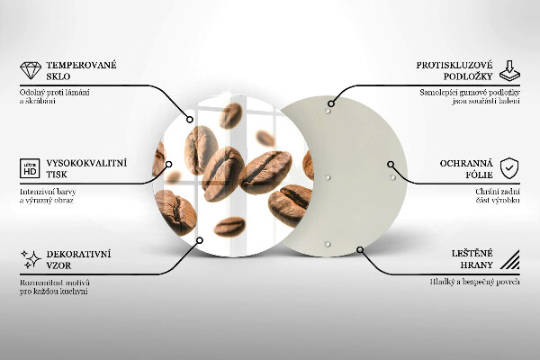 Deska kuchenna szklana Ziarna kawy