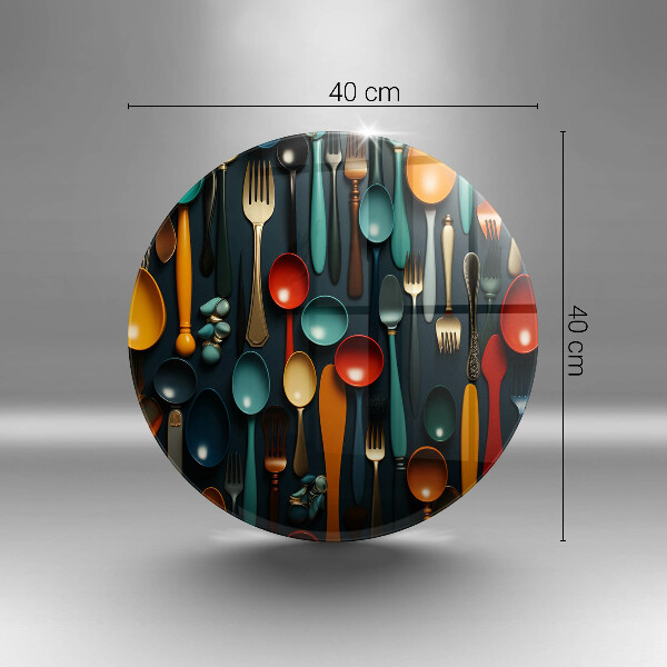 Deska kuchenna szklana Kolorowe łyżki i widelce