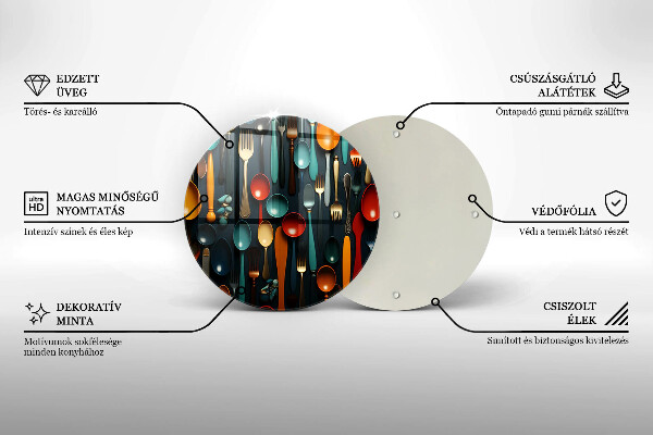 Deska kuchenna szklana Kolorowe łyżki i widelce