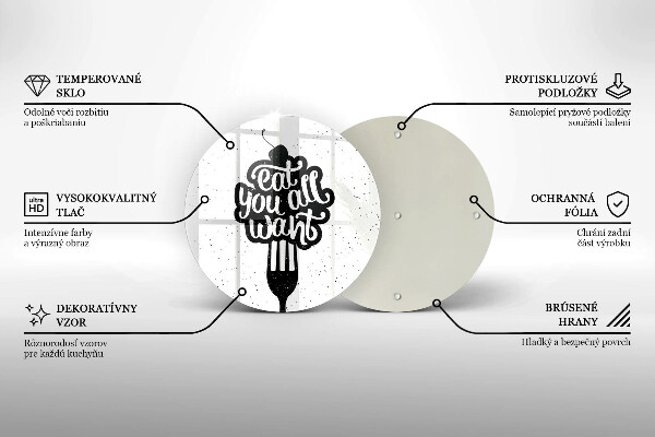 Deska kuchenna szklana Napis Eat you all want