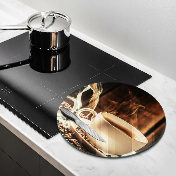 Deska kuchenna szklana Filiżanka i ziarna kawy