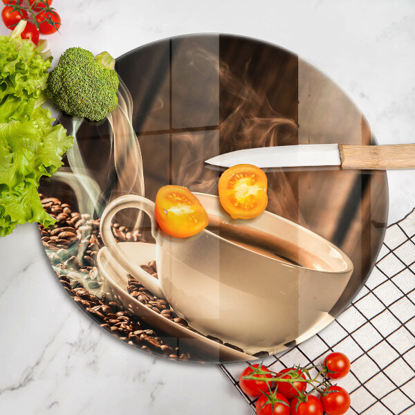 Deska kuchenna szklana Filiżanka i ziarna kawy