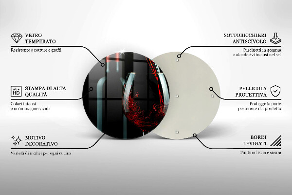 Deska kuchenna szklana Butelka wina i kieliszek