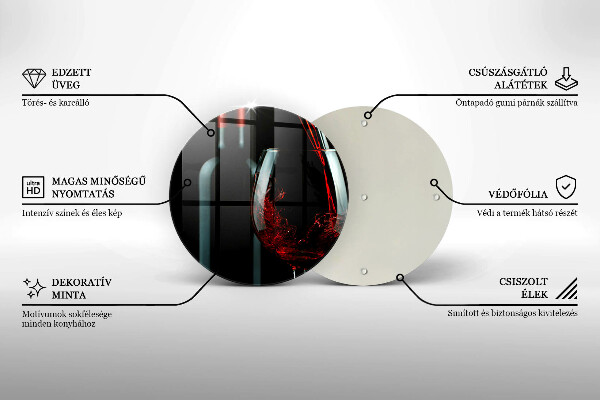 Deska kuchenna szklana Butelka wina i kieliszek