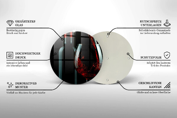 Deska kuchenna szklana Butelka wina i kieliszek