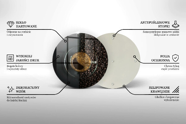 Deska kuchenna szklana Kawa i ziarna
