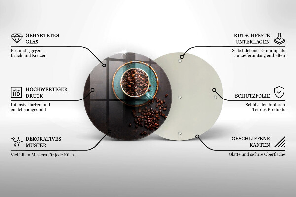 Szklana deska kuchenna Filiżanka ziarna kawy