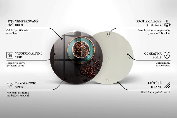 Szklana deska kuchenna Filiżanka ziarna kawy