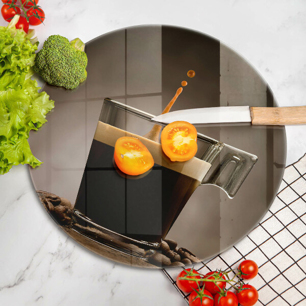 Szklana deska kuchenna Szklanka i ziarna kawy