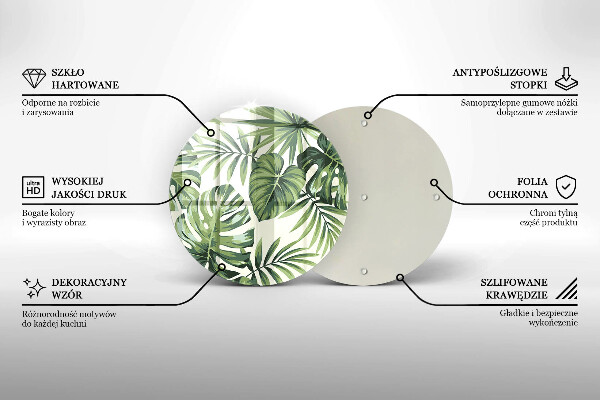 Deska kuchenna szklana Ilustracja liści monstery