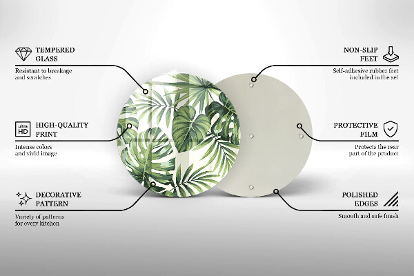 Deska kuchenna szklana Ilustracja liści monstery