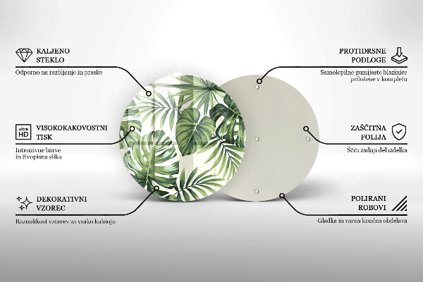 Deska kuchenna szklana Ilustracja liści monstery