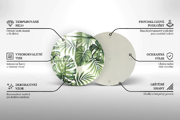 Deska kuchenna szklana Ilustracja liści monstery