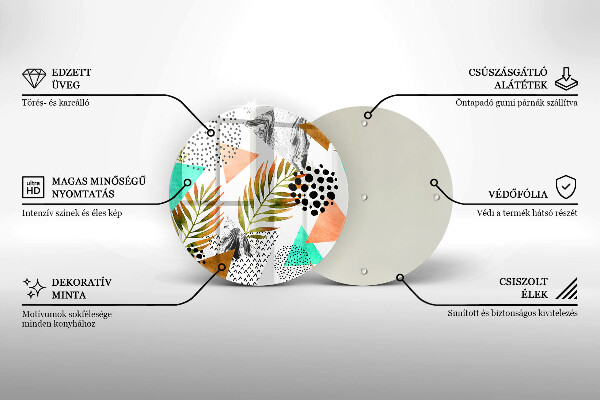 Deska kuchenna szklana Wzór boho liście