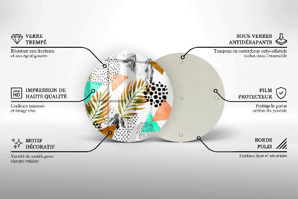 Deska kuchenna szklana Wzór boho liście