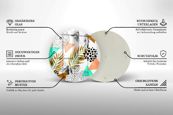 Deska kuchenna szklana Wzór boho liście