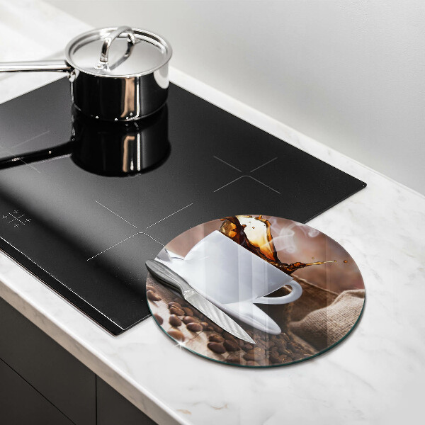 Deska kuchenna szklana Filiżanka i ziarna kawy