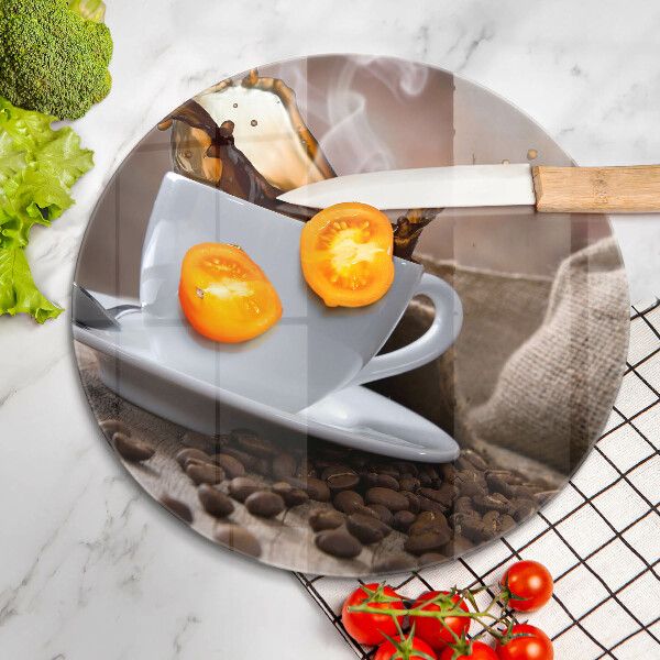 Deska kuchenna szklana Filiżanka i ziarna kawy