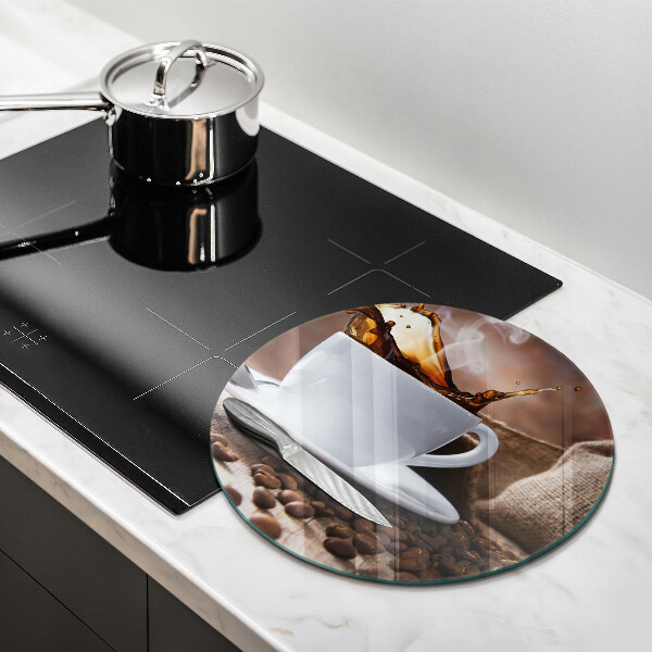 Deska kuchenna szklana Filiżanka i ziarna kawy