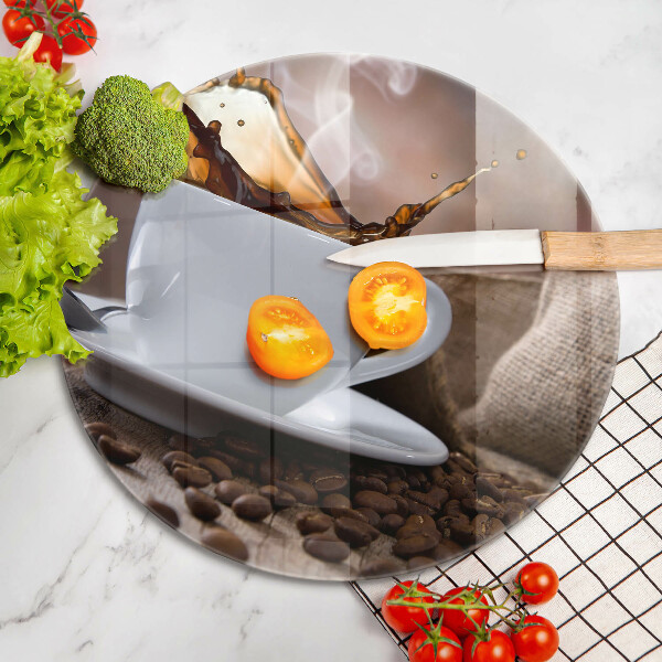 Deska kuchenna szklana Filiżanka i ziarna kawy