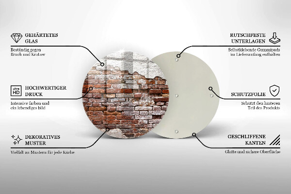 Deska kuchenna szklana Stary mur cegły i beton